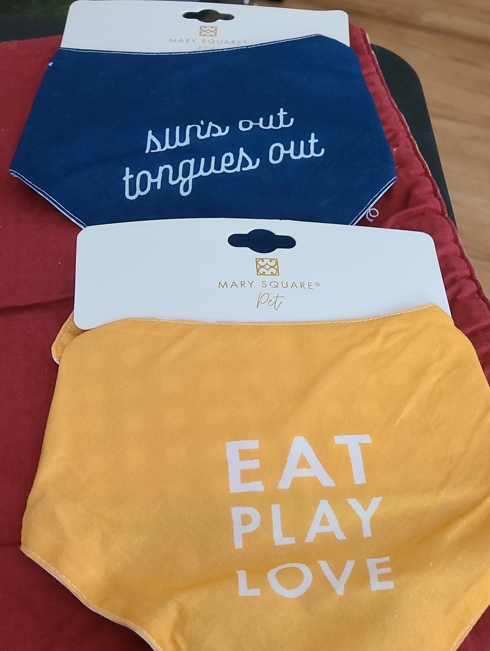 Mary Square Pet Bandana Set - Yellow & Navy Dog Bandanas